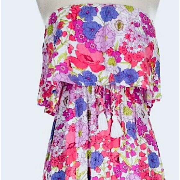 Japna Floral Bohemian Off The Shoulder Gypsy Maxi Dress With Side Slit Sz Small - Picture 5 of 7